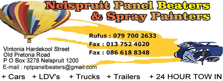 Nelspruit panelbeaters and spraypainters Mpumalanga for restoring vehicles, repairs to boats, panelbeating cars, trailer repairs, repairs to aircrafts